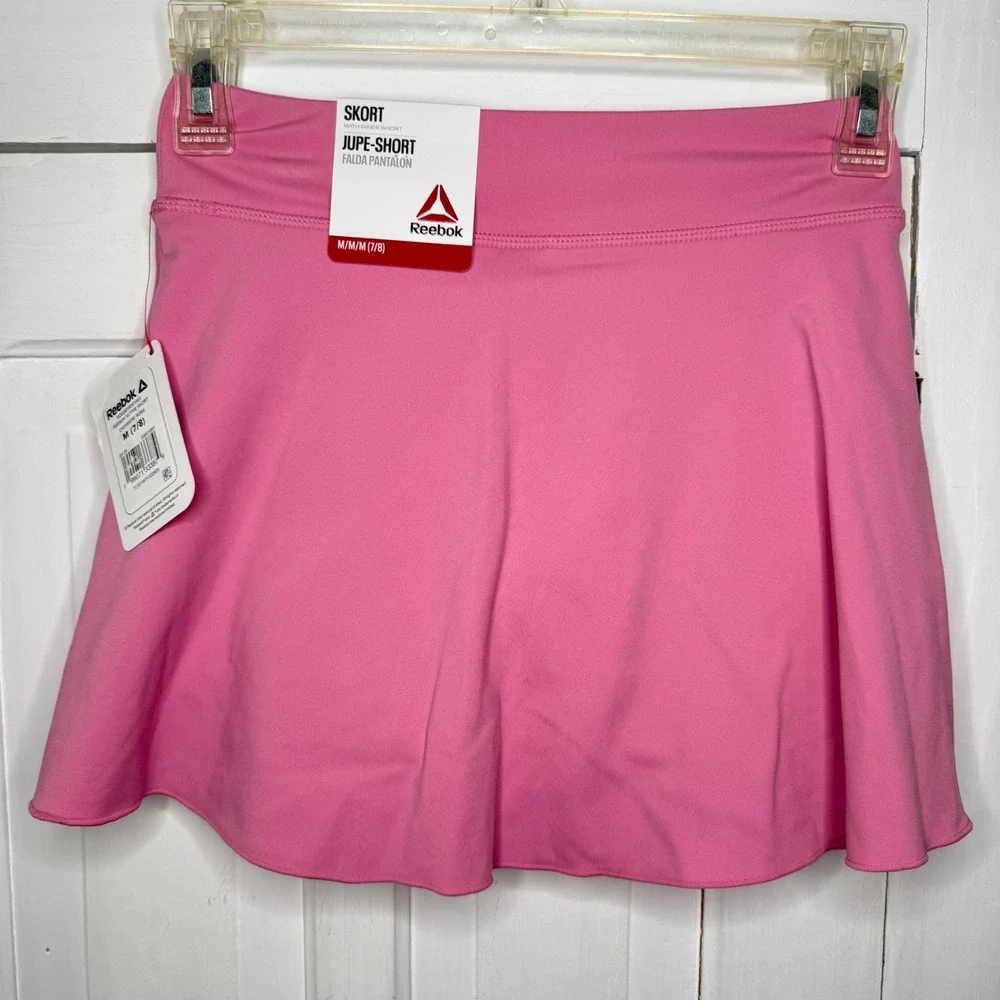 Reebok Girls Active Skort Cashmere Rose Pink Athletic Skirt Shorts 7/8 Sporty